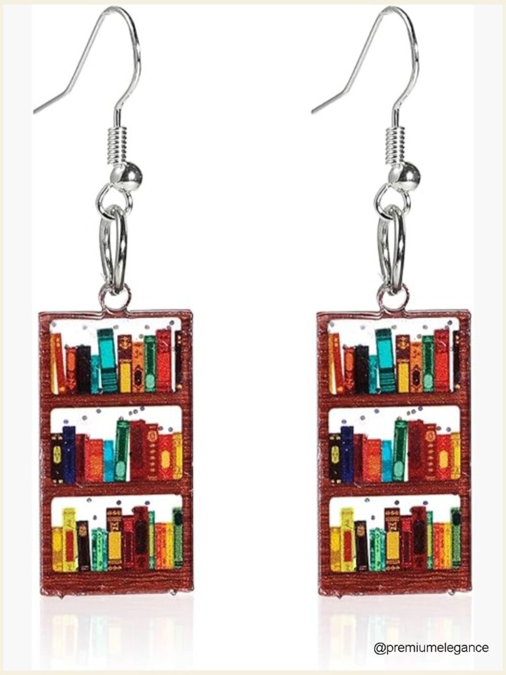 Stack of Books Dangle Earrings Acrylic Resin Librarian Teacher Jewelry